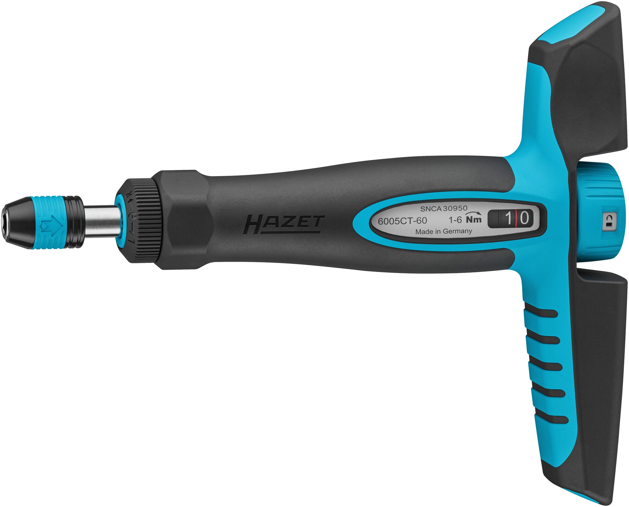 HAZET Drehmomentschraubendreher mit Quergriff 6005CT-60 · Drehmomentbereich min-max: 1?–?6 Nm · Genauigkeit: 6% · 1/4 Zoll (6,3 mm) Sechskant hohl · 198 mm