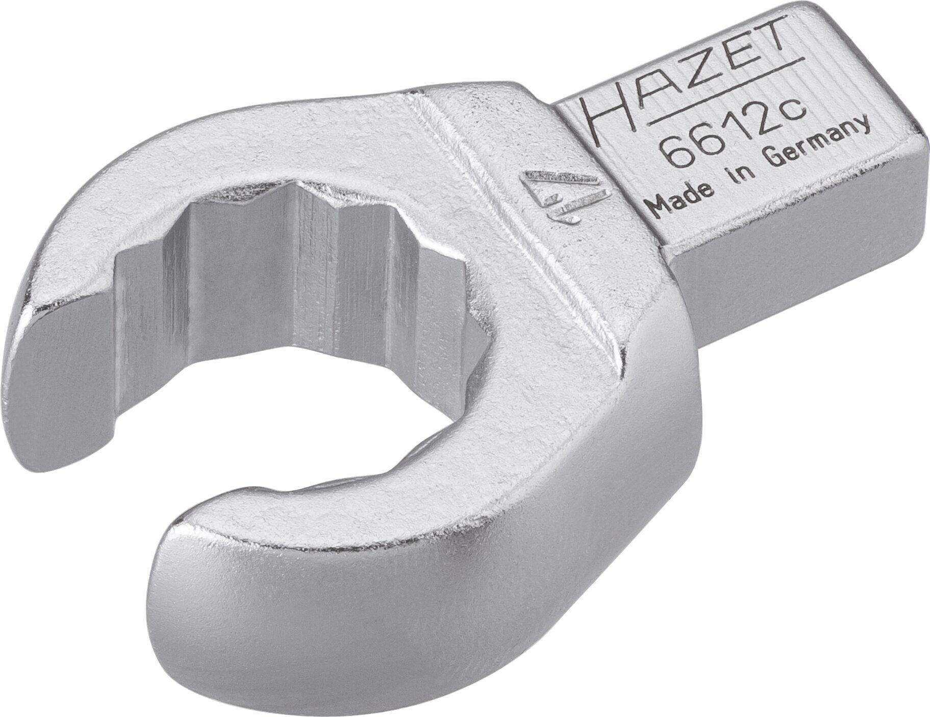 HAZET Einsteck-Ringschlüssel · offen 6612C-17 · Einsteck-Vierkant 9 x 12 mm · Außen Doppel-Sechskant Profil · 17 mm