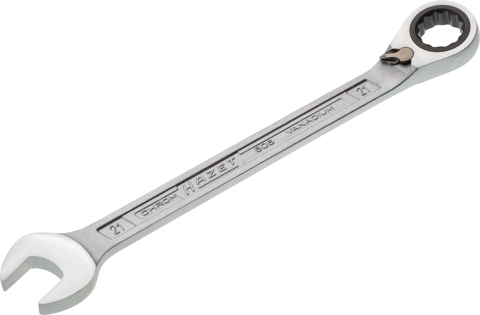HAZET Knarren Ring-Maulschlüssel 606-21 · Außen Doppel-Sechskant-Tractionsprofil · 21 mm