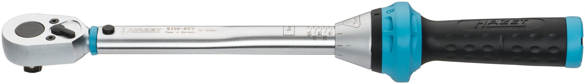 HAZET Drehmoment-Schlüssel 5110-3CT · Nm min-max: 10–60 Nm · Toleranz: 3% · Vierkant massiv 10 mm (3/8 Zoll)