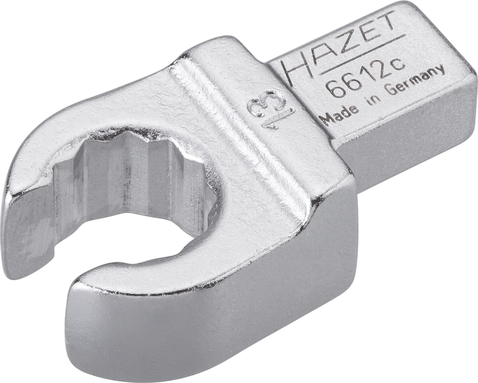 HAZET Einsteck-Ringschlüssel · offen 6612C-13 · Einsteck-Vierkant 9 x 12 mm · Außen Doppel-Sechskant Profil · 13 mm