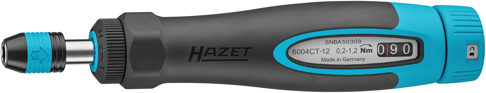HAZET Drehmomentschraubendreher mit Standardgriff 6004CT-12 · Drehmomentbereich min-max: 0.2?–?1.2 Nm · Genauigkeit: 6% · 1/4 Zoll (6,3 mm) Sechskant hohl · 196 mm