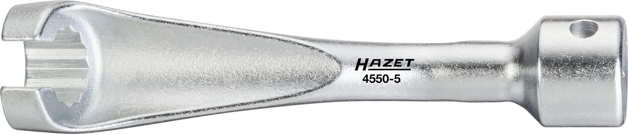 HAZET Einspritzleitungs-Schlüssel 4550-5 · Vierkant hohl 12,5 mm (1/2 Zoll) · Außen Doppel-Sechskant Profil · 14 mm