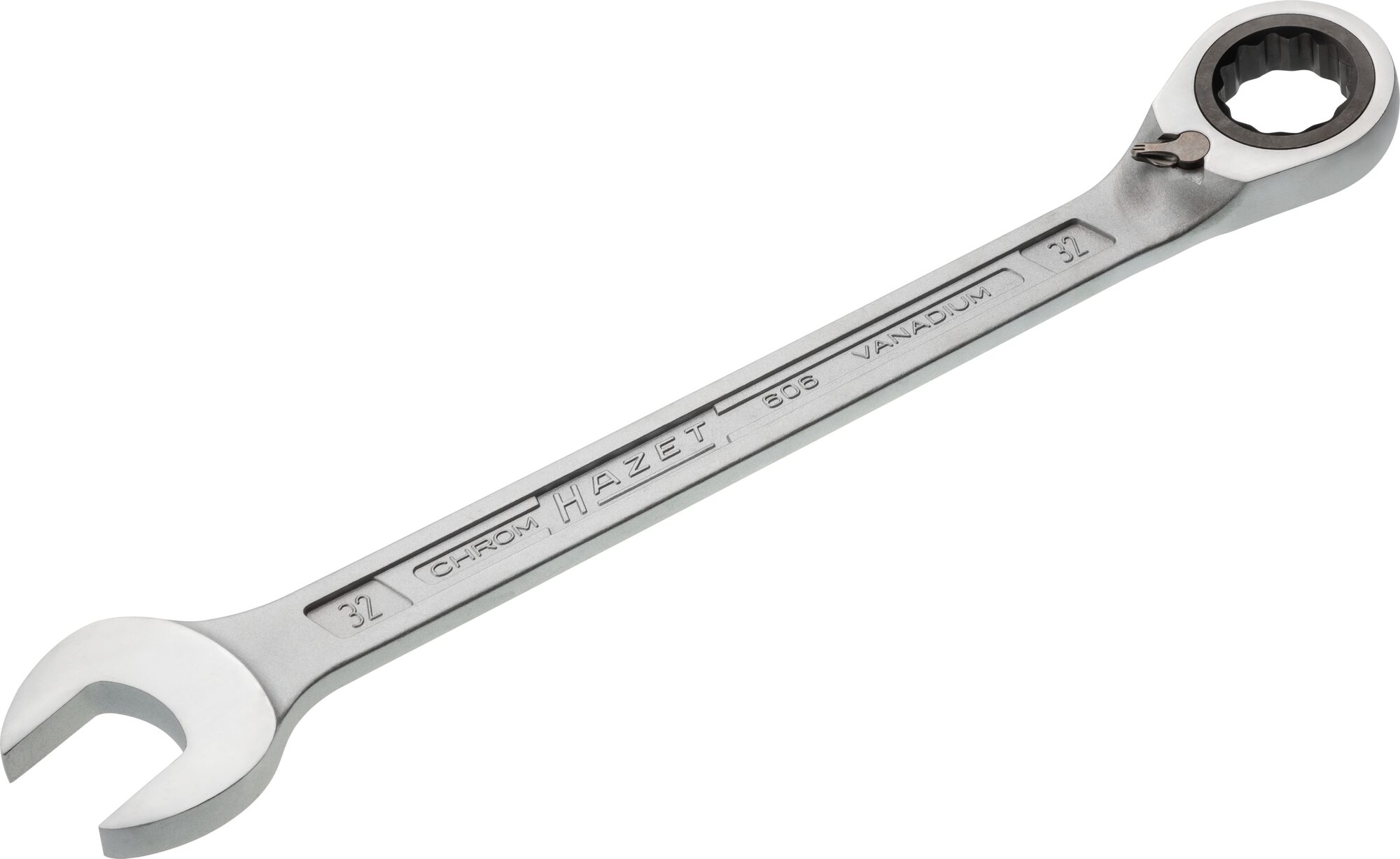 HAZET Knarren Ring-Maulschlüssel 606-32 · Außen Doppel-Sechskant-Tractionsprofil · 32 mm
