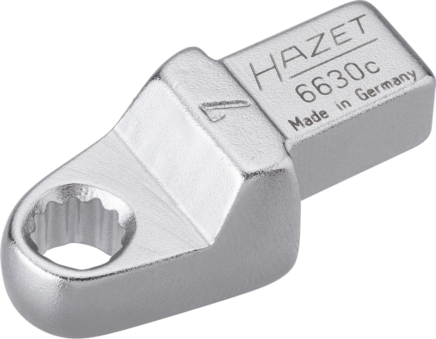 HAZET Einsteck-Ringschlüssel 6630C-7 · Einsteck-Vierkant 9 x 12 mm · Außen Doppel-Sechskant-Tractionsprofil · 7 mm