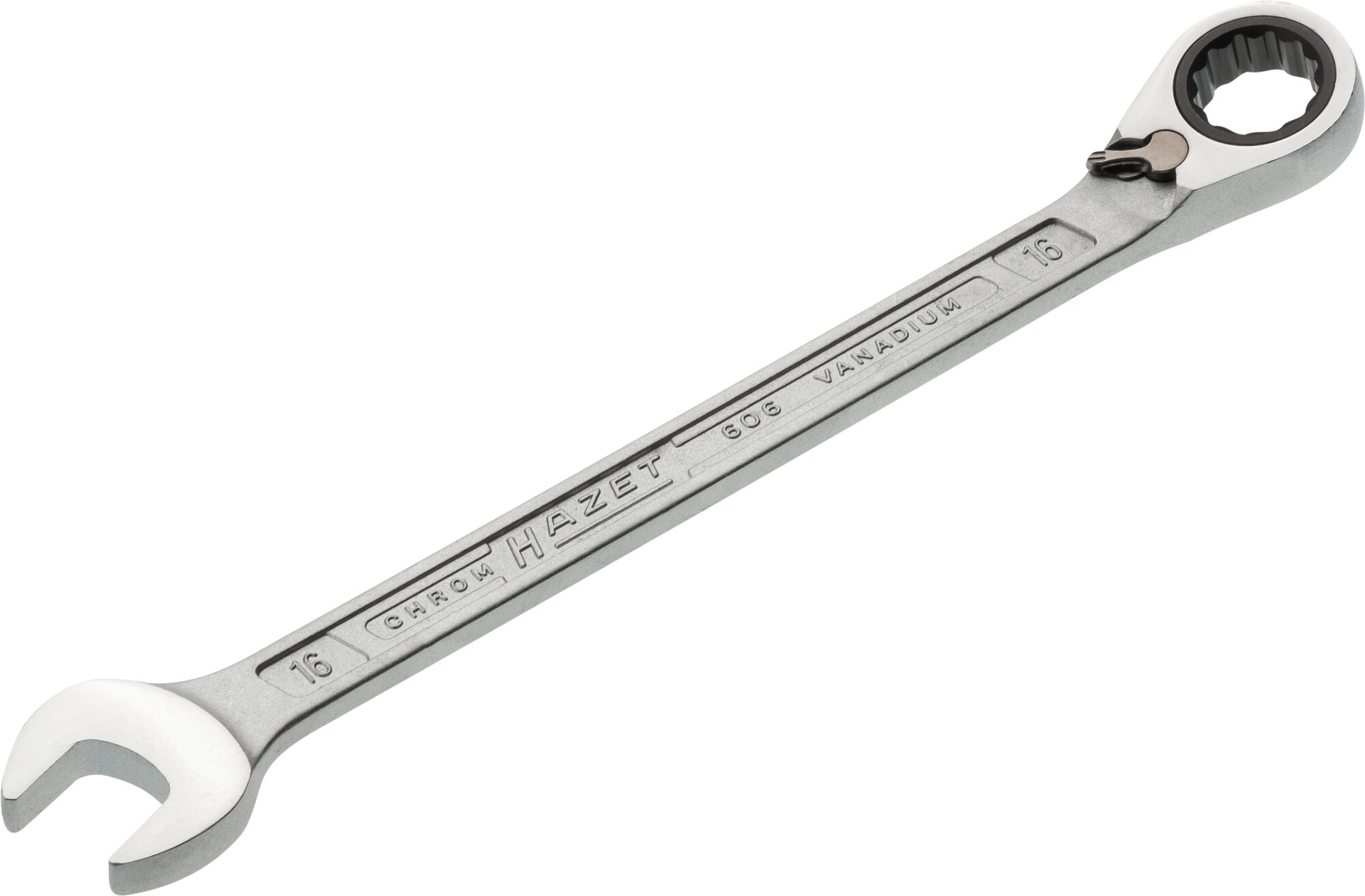 HAZET Knarren Ring-Maulschlüssel 606-16 · Außen Doppel-Sechskant-Tractionsprofil · 16 mm