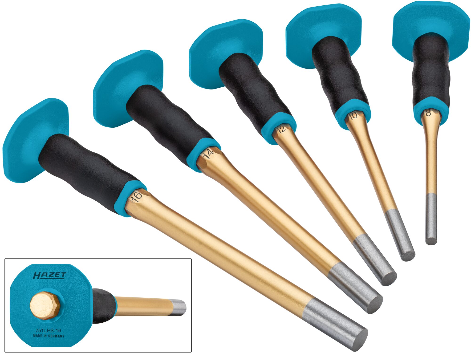 HAZET Splinttreiber Satz · mit Handschutz · lang 751LHS/5-1 · 5-teilig