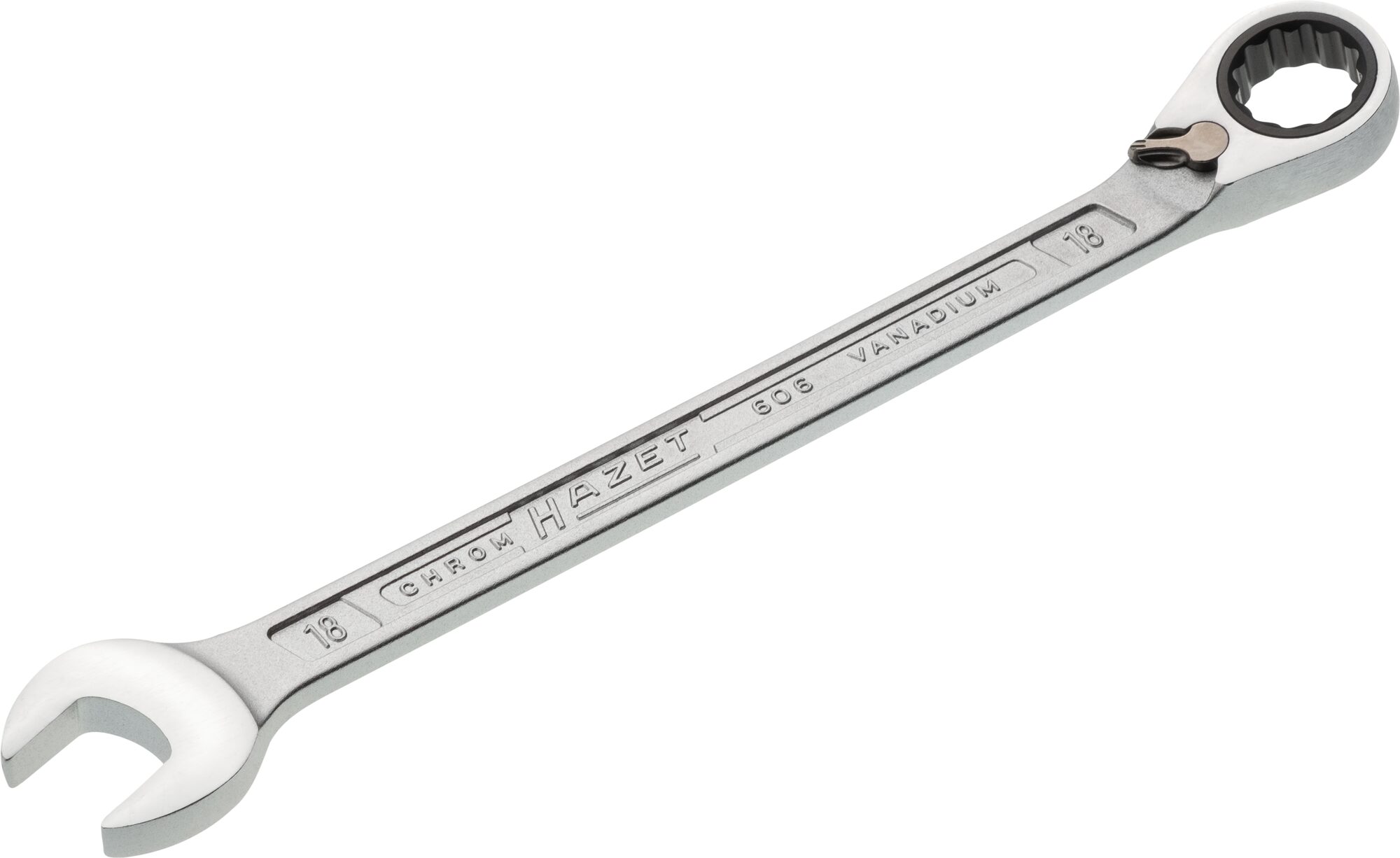 HAZET Knarren Ring-Maulschlüssel 606-18 · Außen Doppel-Sechskant-Tractionsprofil · 18 mm