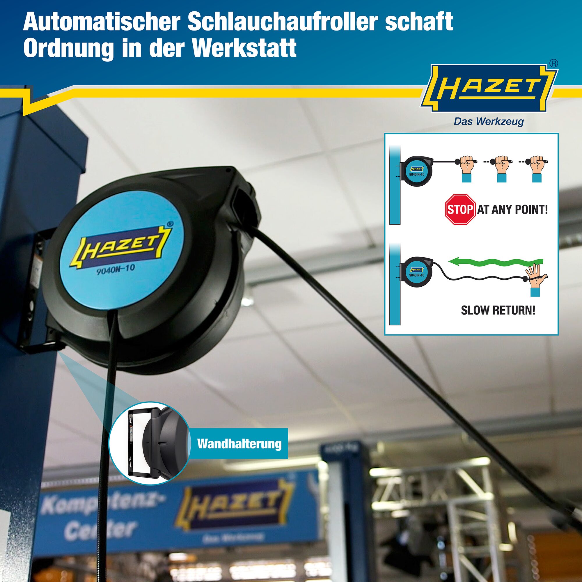 HAZET Schlauchaufroller 9040N-10 · 15 m