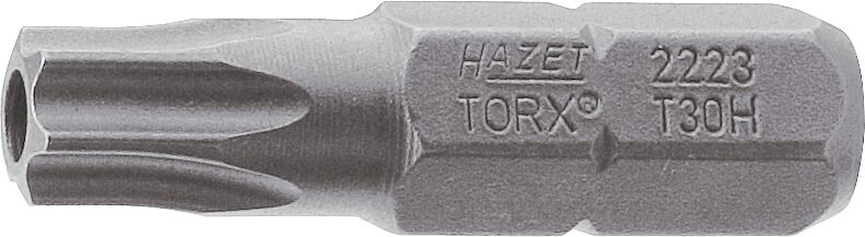 HAZET Bit 2223-T30H · Sechskant massiv 6,3 (1/4 Zoll) · Tamper Resistant TORX® Profil · T30H