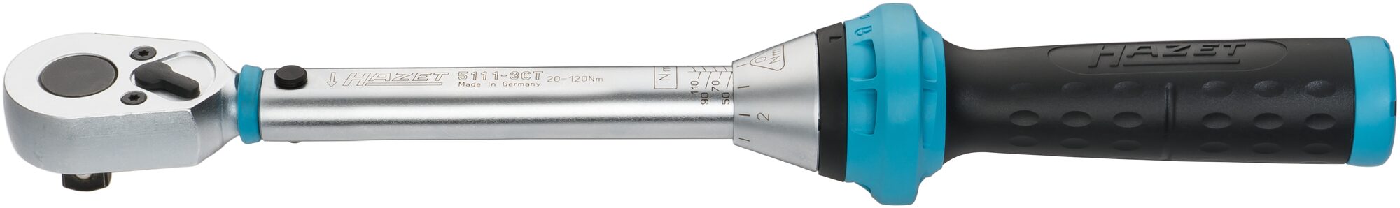 HAZET Drehmoment-Schlüssel 5111-3CT · Nm min-max: 20–120 Nm · Toleranz: 3% · Vierkant massiv 10 mm (3/8 Zoll)