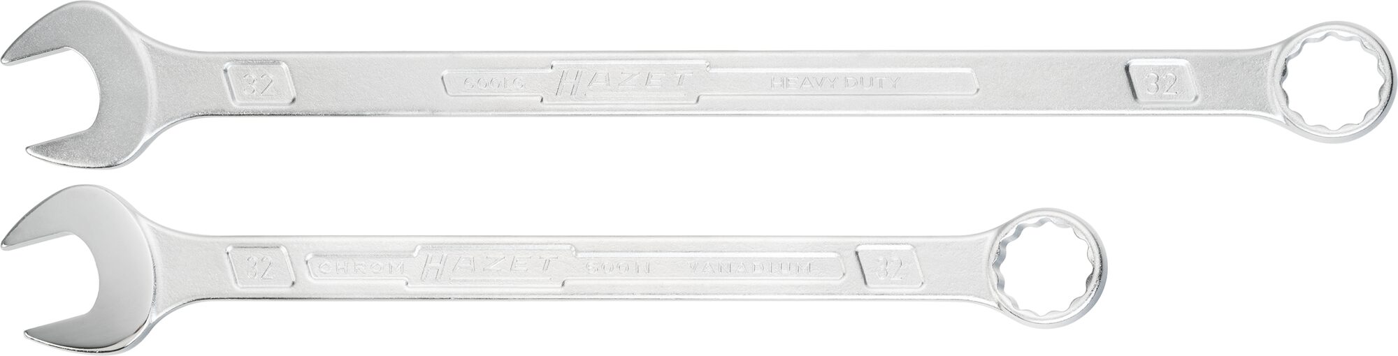 HAZET Ring-Maulschlüssel · extra lang · schlanke Bauform 600LG-14 · Außen Doppel-Sechskant-Tractionsprofil · 14 mm