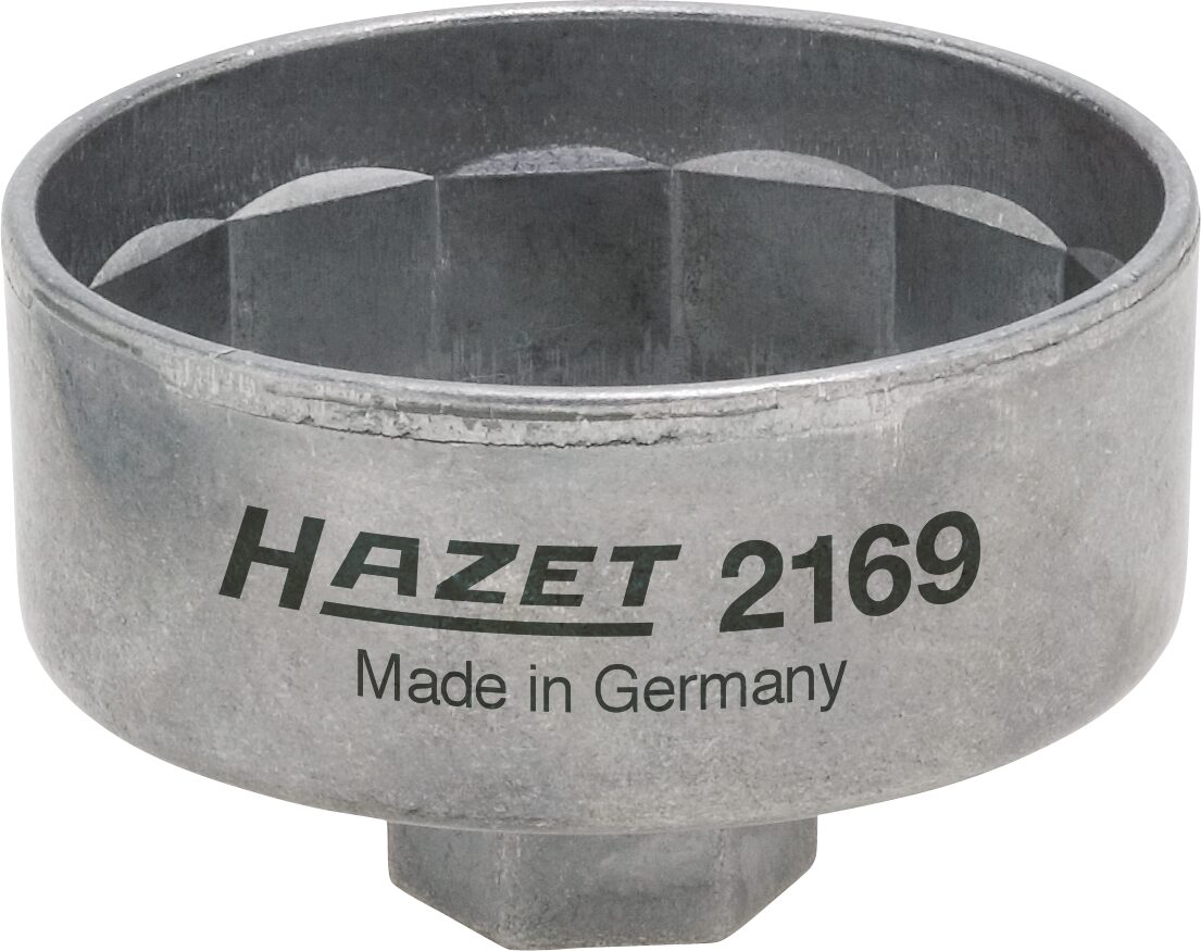 HAZET Ölfilter-Schlüssel 2169 · Vierkant hohl 10 mm (3/8 Zoll) · Außen 14-kant Profil · 82 mm