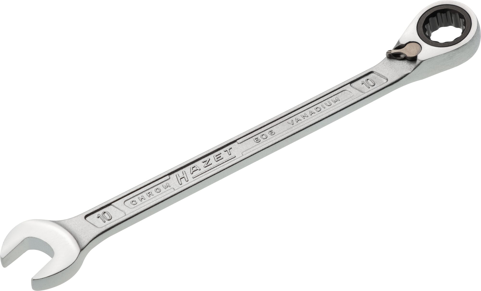 HAZET Knarren Ring-Maulschlüssel 606-10 · Außen Doppel-Sechskant-Tractionsprofil · 10 mm