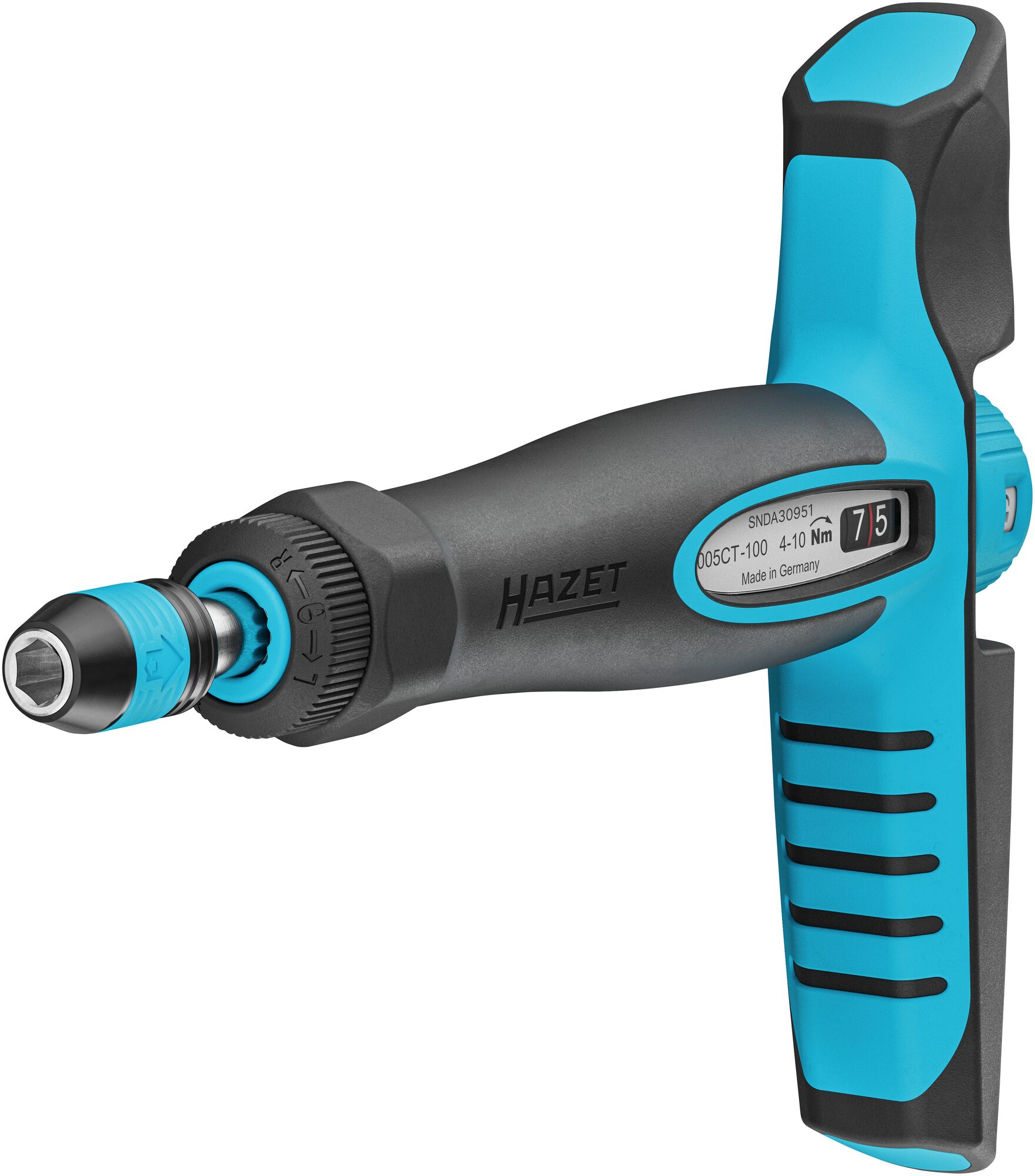 HAZET Drehmomentschraubendreher mit Quergriff 6005CT-100 · Drehmomentbereich min-max: 4?–?10 Nm · Genauigkeit: 6% · 1/4 Zoll (6,3 mm) Sechskant hohl · 198 mm
