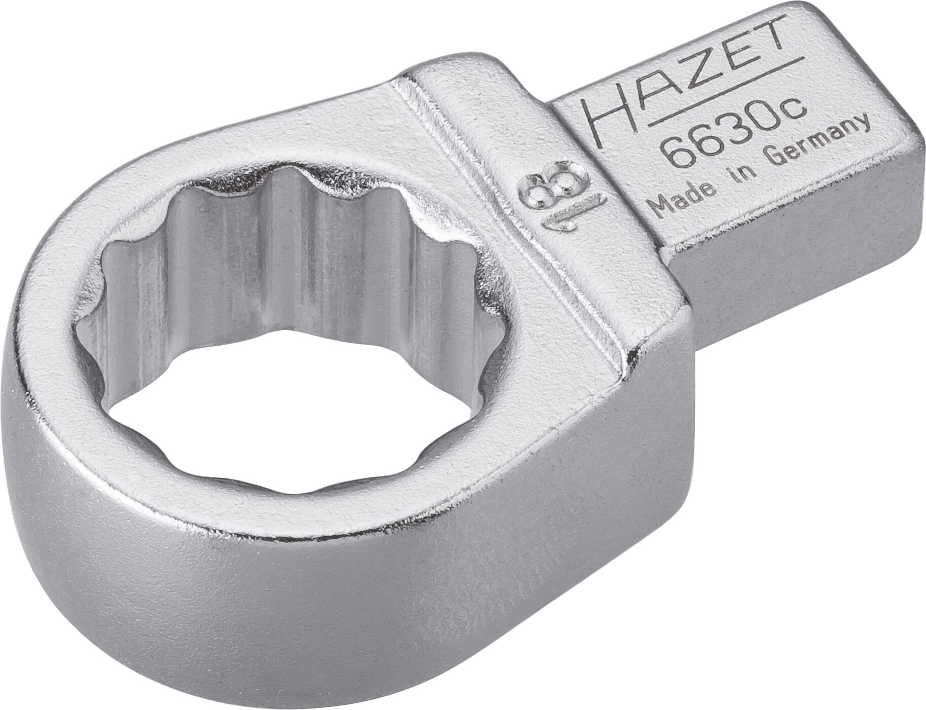 HAZET Einsteck-Ringschlüssel 6630C-18 · Einsteck-Vierkant 9 x 12 mm · Außen Doppel-Sechskant-Tractionsprofil · 18 mm