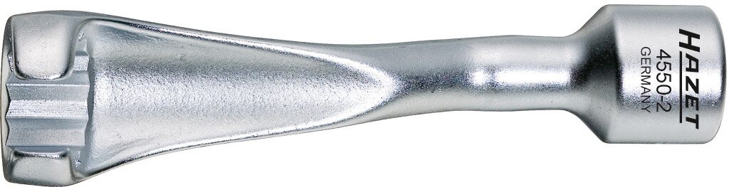 HAZET Einspritzleitungs-Schlüssel 4550-2 · Vierkant hohl 12,5 mm (1/2 Zoll) · Außen Doppel-Sechskant Profil · 19 mm