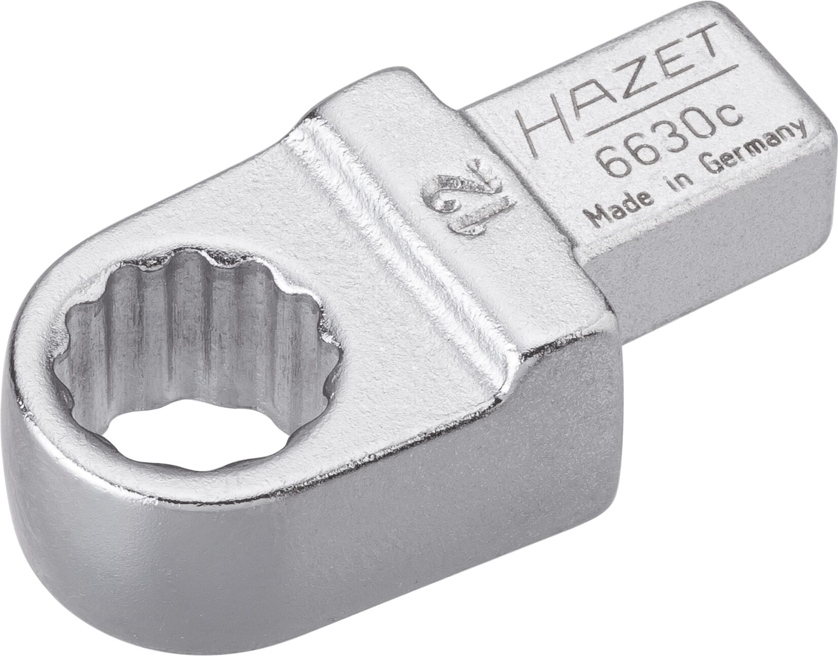 HAZET Einsteck-Ringschlüssel 6630C-12 · Einsteck-Vierkant 9 x 12 mm · Außen Doppel-Sechskant-Tractionsprofil · 12 mm