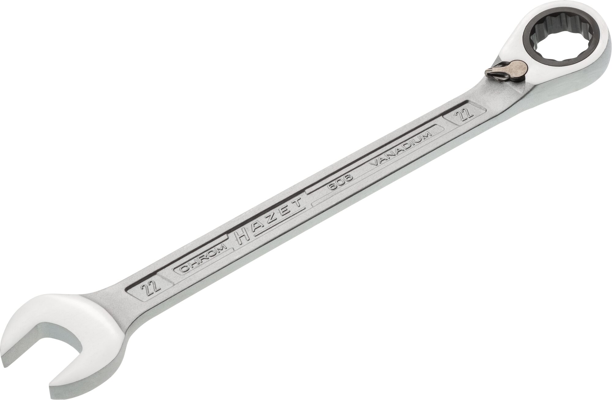 HAZET Knarren Ring-Maulschlüssel 606-22 · Außen Doppel-Sechskant-Tractionsprofil · 22 mm