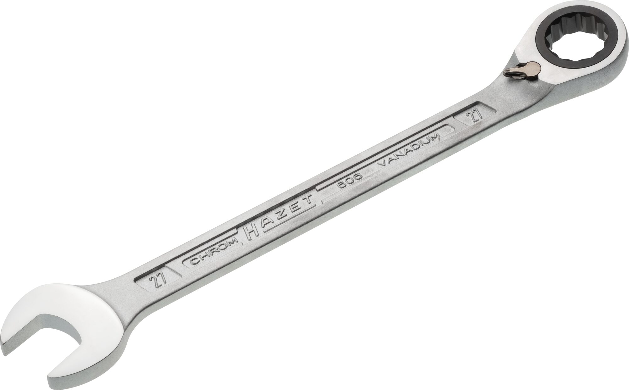 HAZET Knarren Ring-Maulschlüssel 606-27 · Außen Doppel-Sechskant-Tractionsprofil · 27 mm