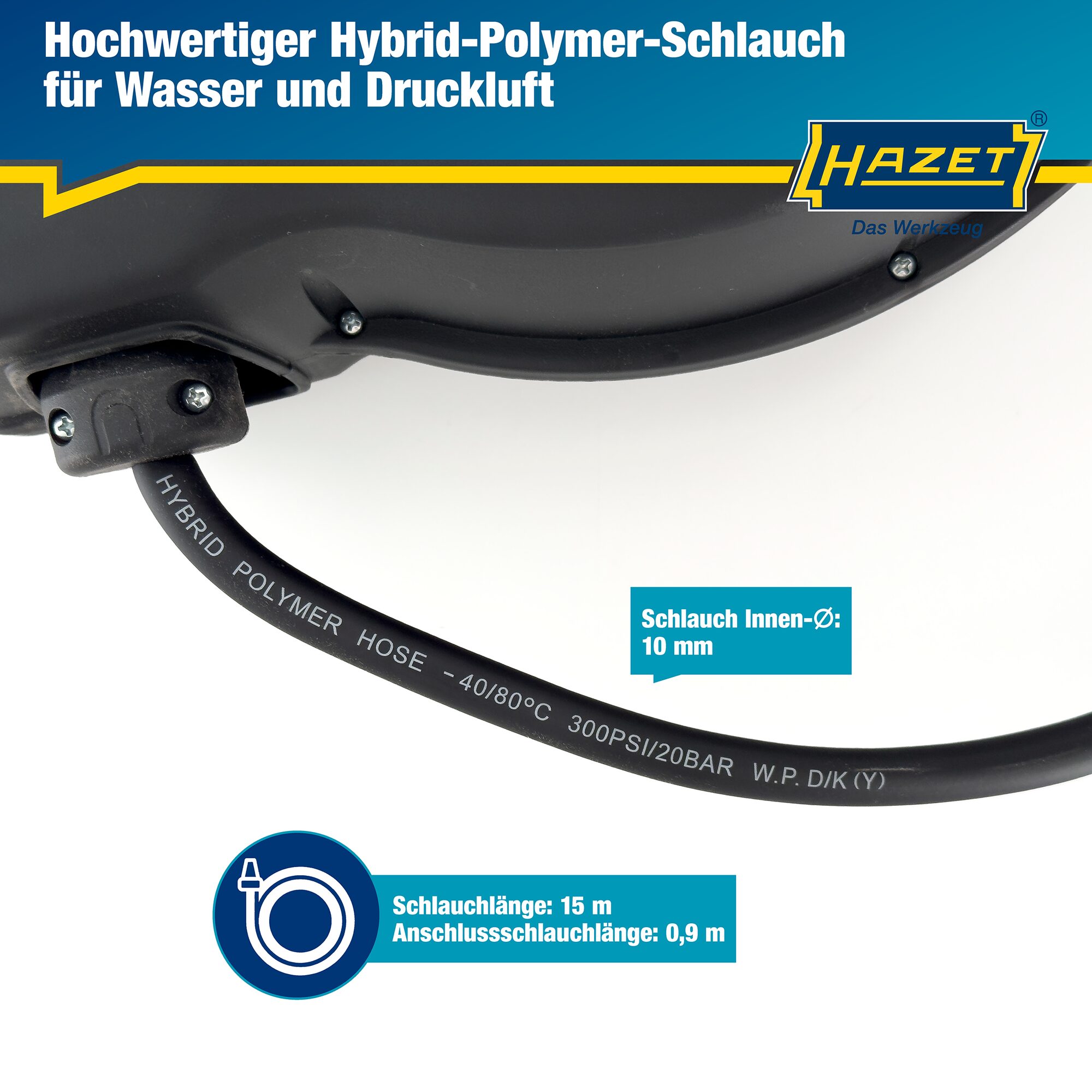 HAZET Schlauchaufroller 9040N-10 · 15 m