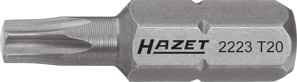 HAZET Bit 2223-T20 · Sechskant massiv 6,3 (1/4 Zoll) · Innen TORX® Profil · T20