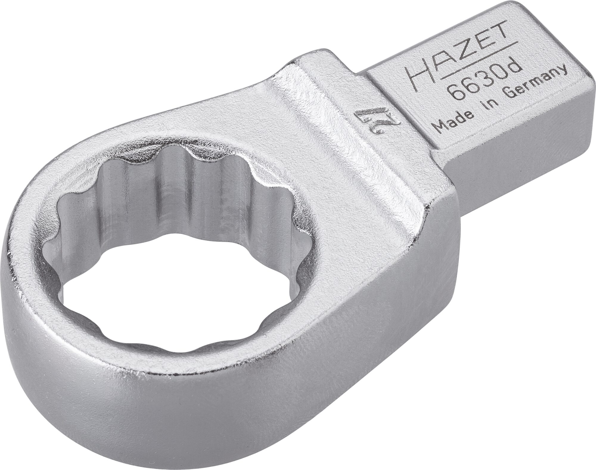 HAZET Einsteck-Ringschlüssel 6630D-27 · Einsteck-Vierkant 14 x 18 mm · Außen Doppel-Sechskant-Tractionsprofil · 27 mm