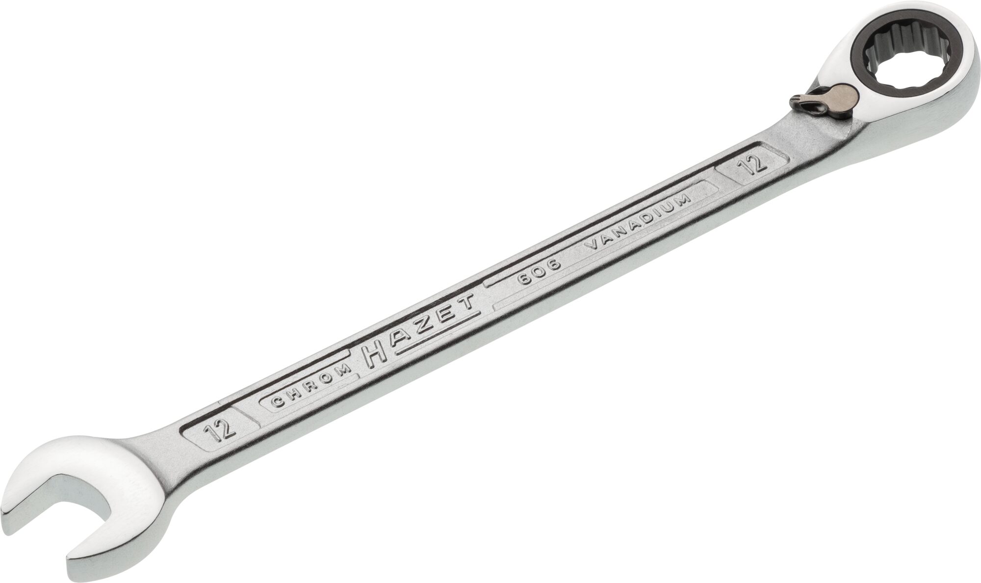 HAZET Knarren Ring-Maulschlüssel 606-12 · Außen Doppel-Sechskant-Tractionsprofil · 12 mm