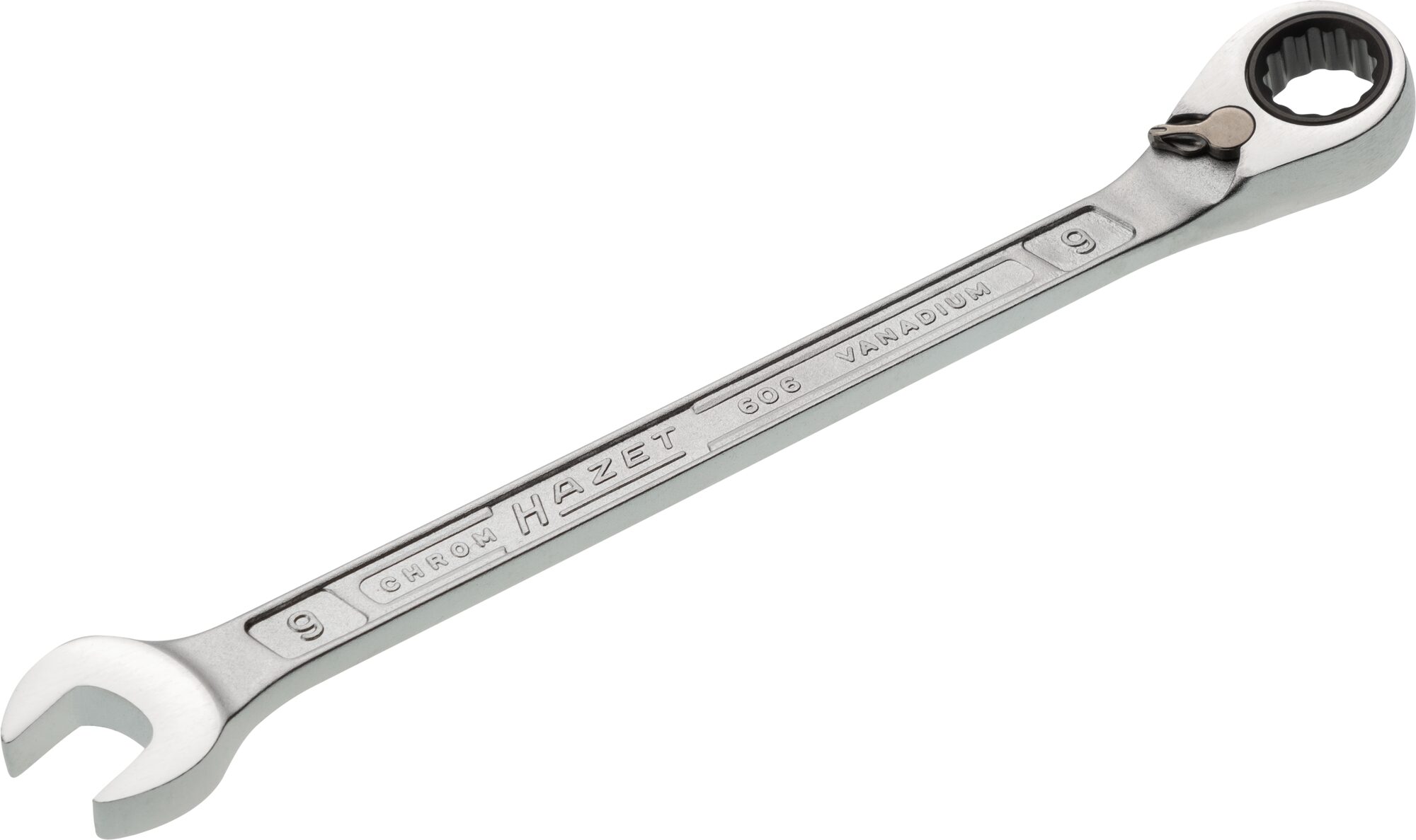 HAZET Knarren Ring-Maulschlüssel 606-9 · Außen Doppel-Sechskant-Tractionsprofil · 9 mm