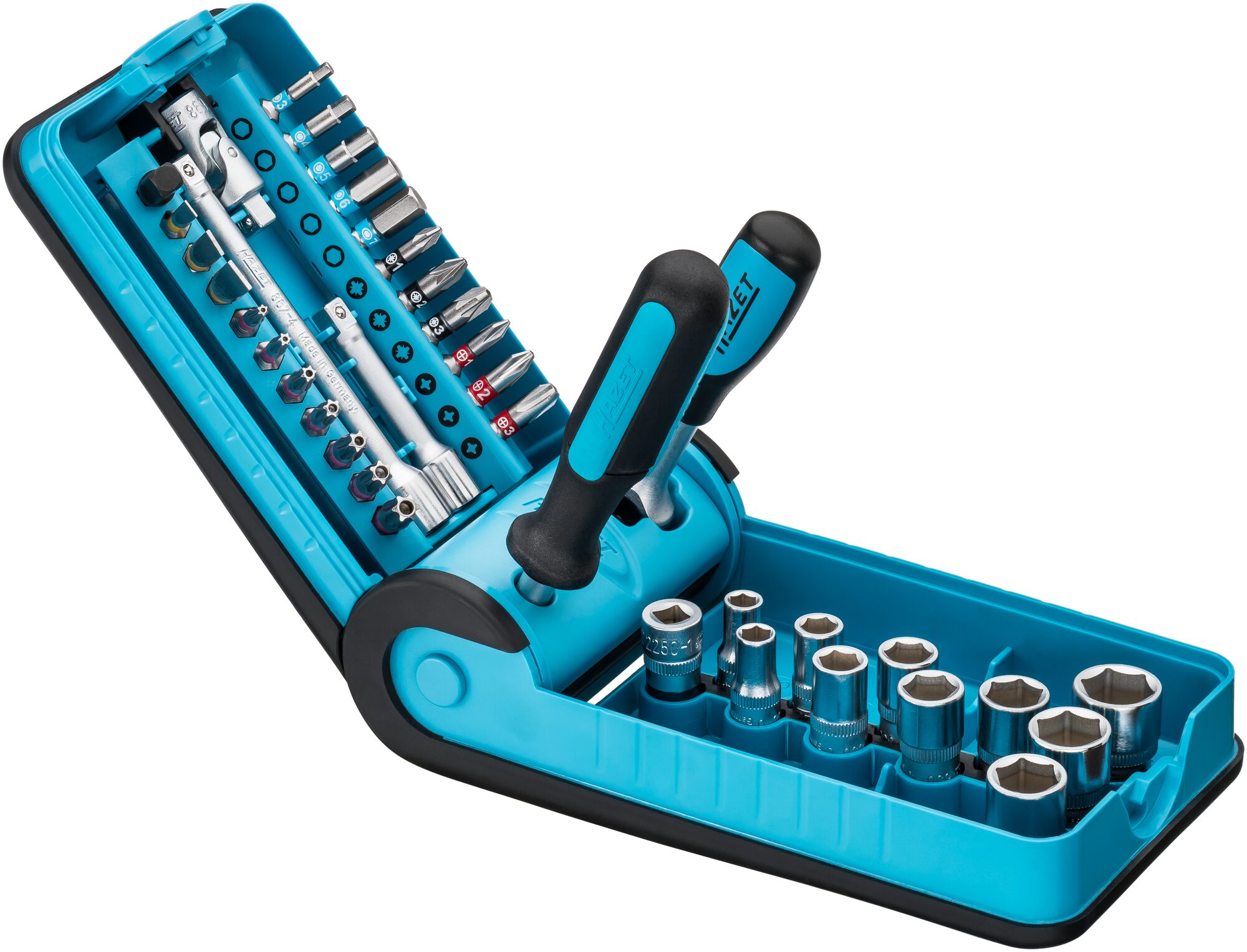 HAZET Steckschlüssel- und Bit Satz „Smart Case“ 856-1 · Vierkant hohl 6,3 mm (1/4 Zoll), Sechskant massiv 6,3 (1/4 Zoll) · Anzahl Werkzeuge: 38