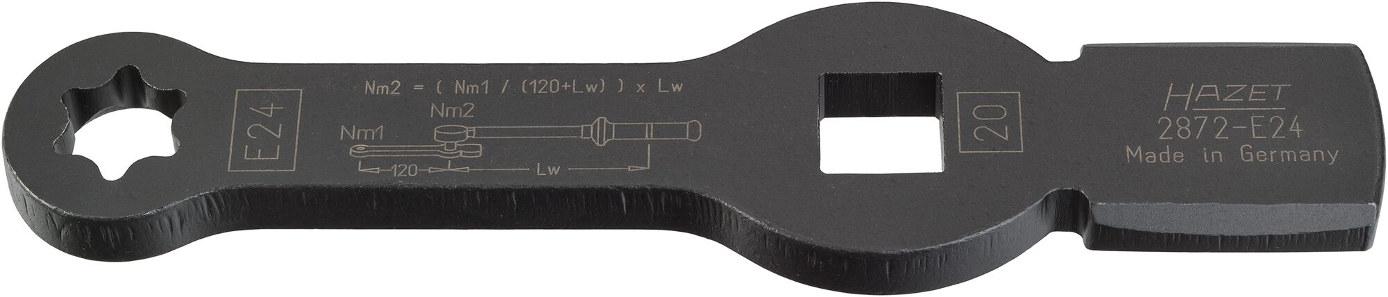 HAZET TORX® Schlag-Schlüssel · mit 2 Schlagflächen 2872-E24 · Vierkant hohl 20 mm (3/4 Zoll) · Außen TORX® Profil · E24 HAZET TORX® Schlag-Schlüssel · mit 2 Schlagflächen 2872-E24 · Vierkant hohl 20 mm (3/4 Zoll) · Außen TORX® Profil · E24