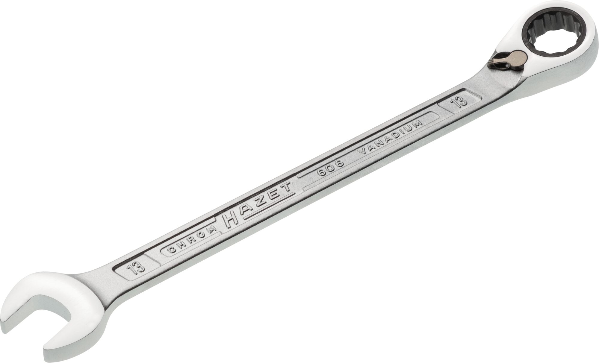 HAZET Knarren Ring-Maulschlüssel 606-13 · Außen Doppel-Sechskant-Tractionsprofil · 13 mm