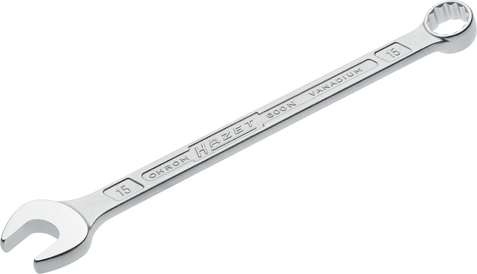 HAZET Ring-Maulschlüssel 600N-15 · Außen Doppel-Sechskant-Tractionsprofil · 15 mm