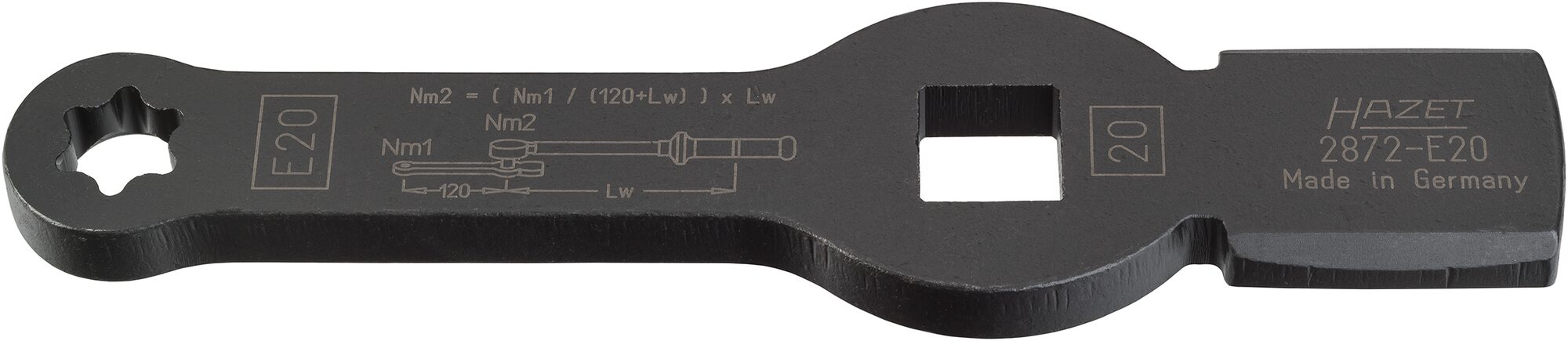 HAZET TORX® Schlag-Schlüssel · mit 2 Schlagflächen 2872-E20 · Vierkant hohl 20 mm (3/4 Zoll) · Außen TORX® Profil · E20