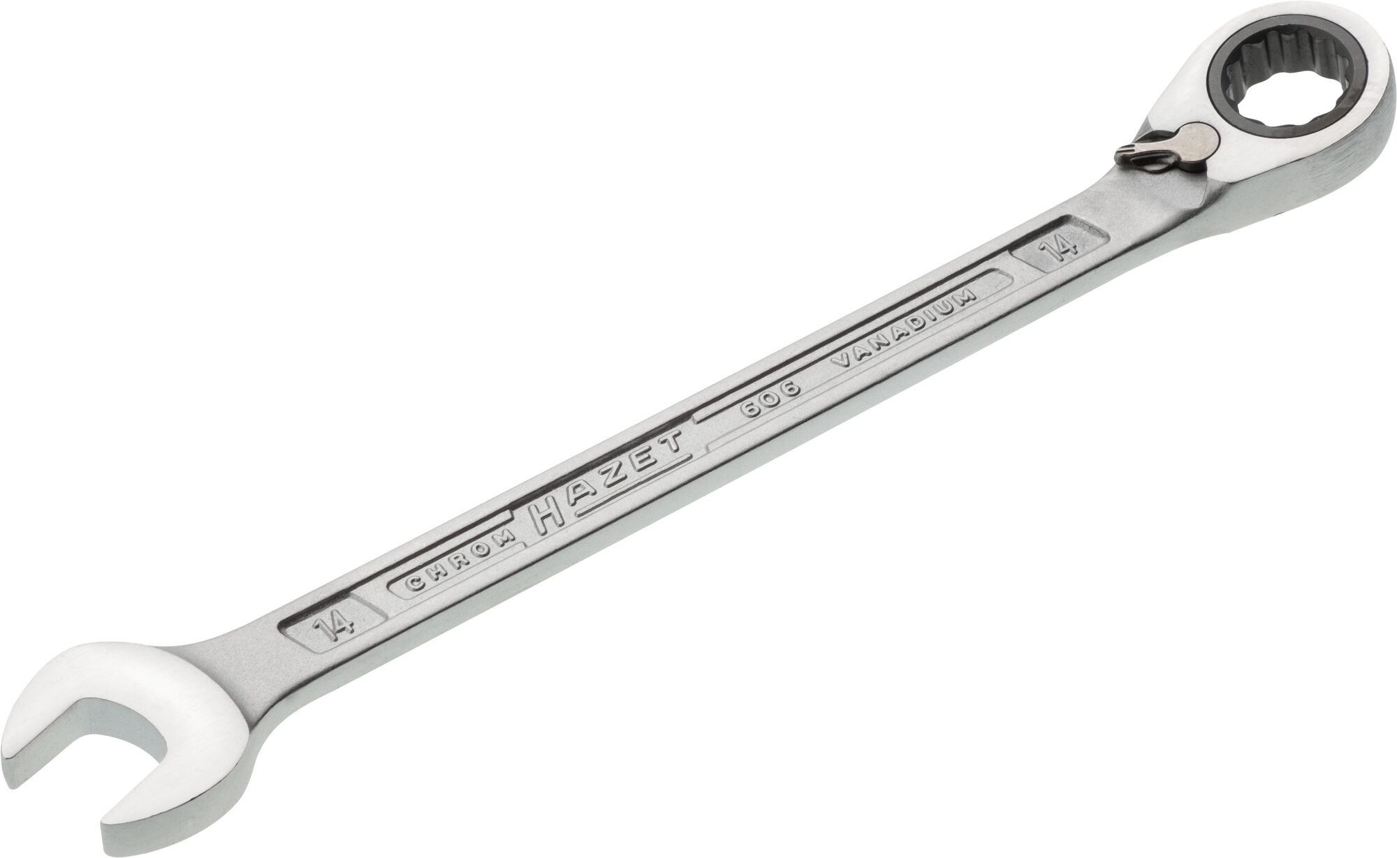 HAZET Knarren Ring-Maulschlüssel 606-14 · Außen Doppel-Sechskant-Tractionsprofil · 14 mm