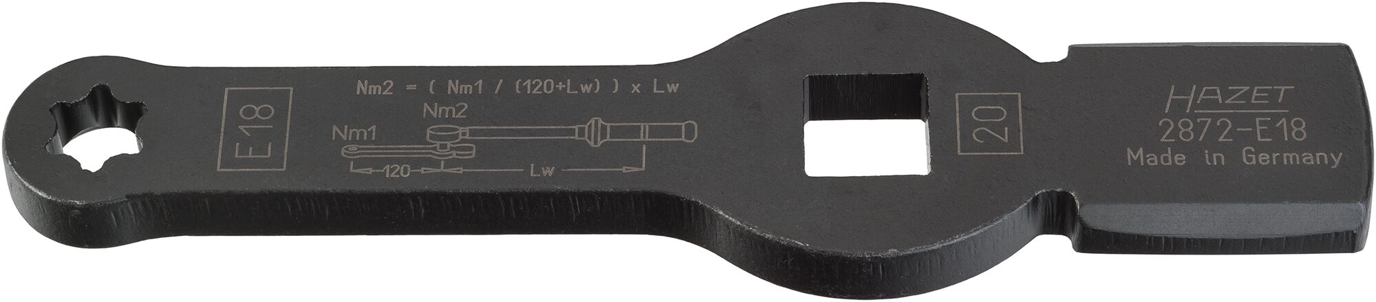 HAZET TORX® Schlag-Schlüssel · mit 2 Schlagflächen 2872-E18 · Vierkant hohl 20 mm (3/4 Zoll) · Außen TORX® Profil · E18