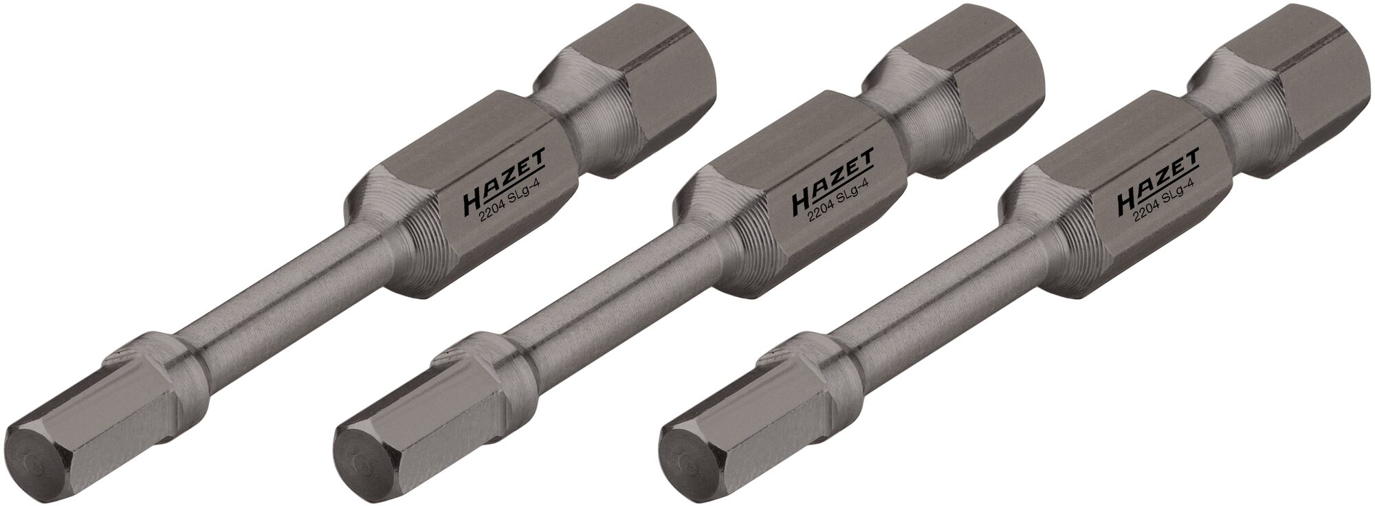 HAZET Schlag-, Maschinenschrauber Torsions-Bits 2204SLG-4/3 · Sechskant massiv 6,3 (1/4 Zoll) · Innen Sechskant Profil · 4 mm · Anzahl Werkzeuge: 3