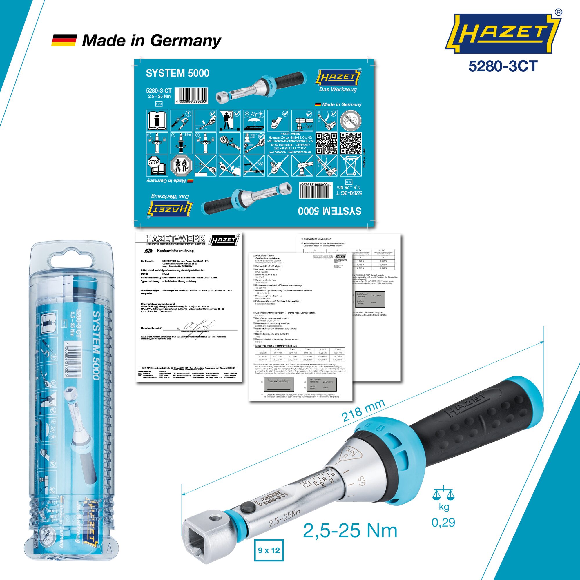 HAZET Drehmomentschlüssel 5280-3CT · 2.5–25 Nm