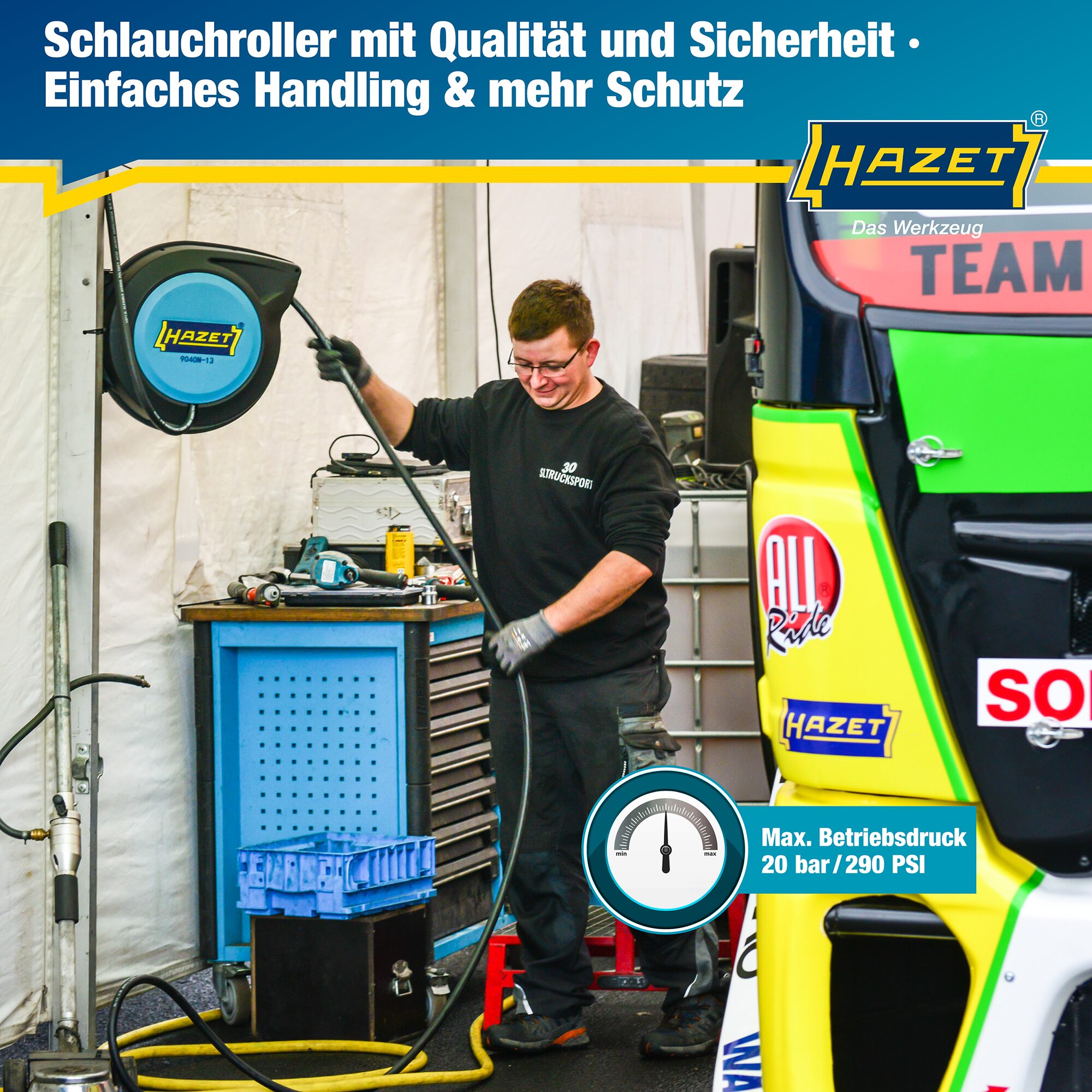 HAZET Schlauchaufroller 9040N-10 · 15 m