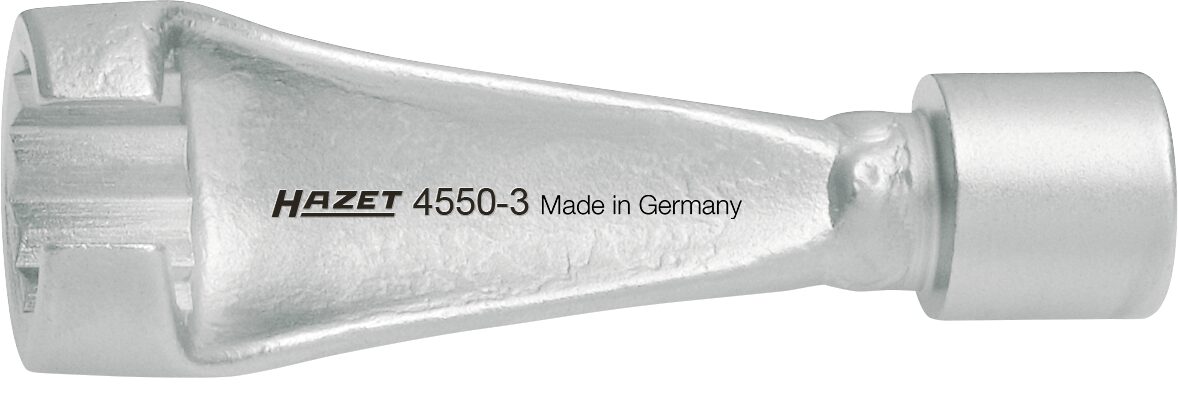 HAZET Einspritzleitungs-Schlüssel 4550-3 · Vierkant hohl 10 mm (3/8 Zoll) · Außen Doppel-Sechskant Profil · 17 mm